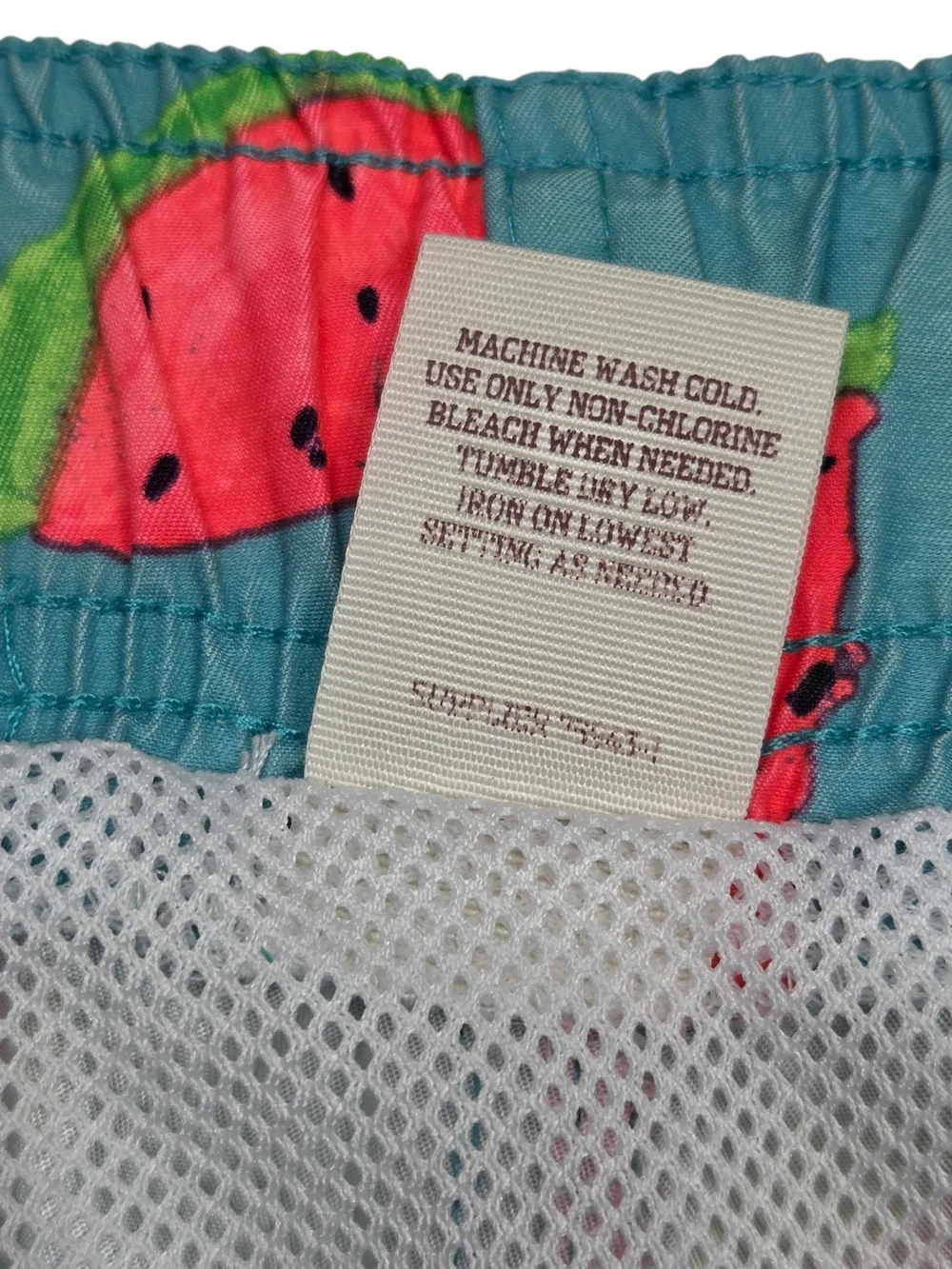 Arizona Jean Company Teal Swim Trunks with Pink Watermelon Print